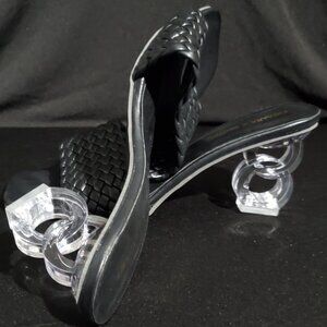 Black Woven Acrylic Heels
